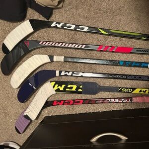 CCM and Warrior Hockey Sticks Set